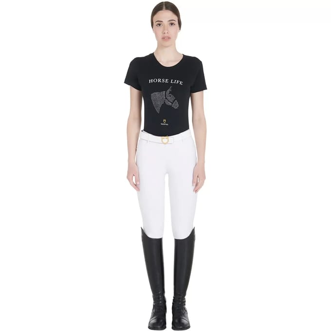 T-shirt met paardmotief en strass voor dames Equestro