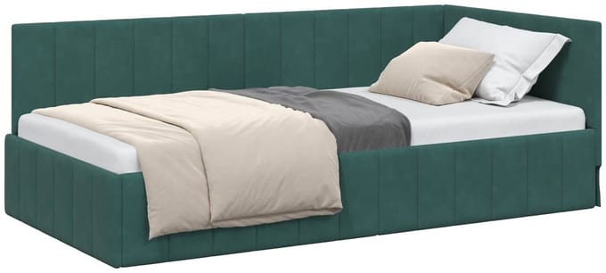 vidaXL - Hoek - Bed - Frame - Donkergroen - 90 - x - 200 - cm - Fluweel