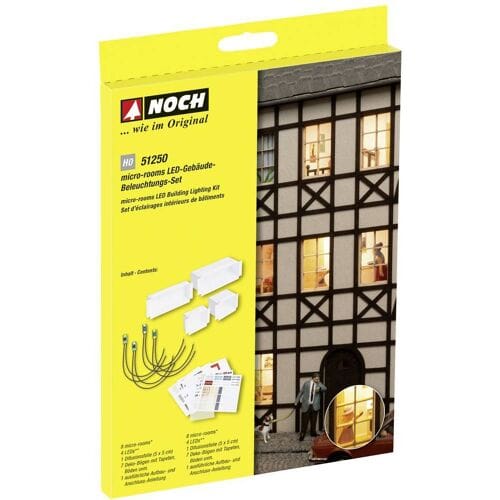 NOCH 51250 LED Permanent licht Flakkervrij, Met aansluitdraden Geschikt voor: Gebouw Koud-wit, Warm-wit 4 stuk(s)