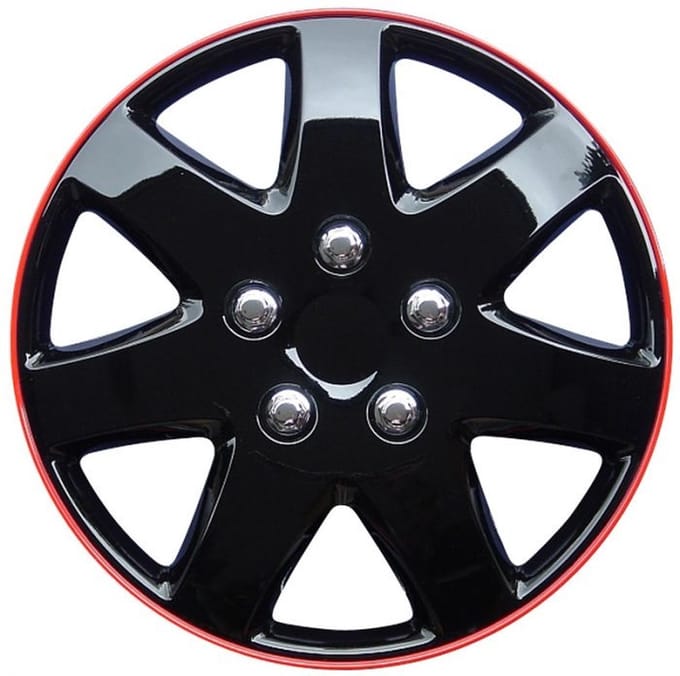 Autostyle Wieldoppen Michigan 14 Inch Abs Zwart/rood Set Van 4