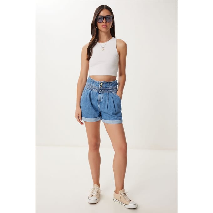 Hoge Taille Mom Denim Shorts