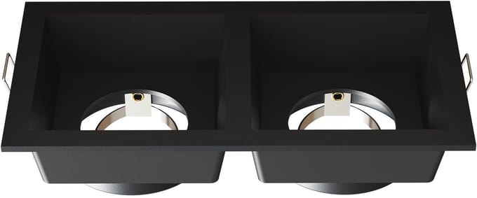 Ledvion – LED Inbouwspot Dubbel Vierkant 162x85mm – Zwart – Dimbaar – GU10 – IP20