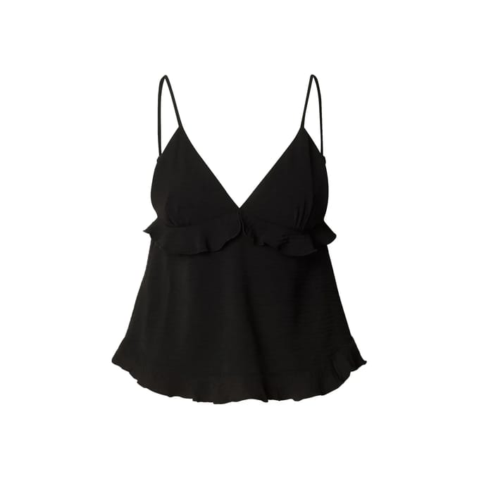 Urban Classics - Ruffled Structured Cami Mouwloze top - L - Zwart