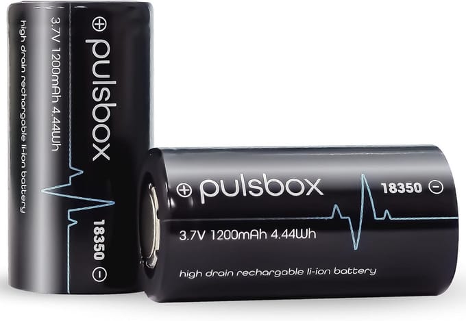 18350 Li-Ion batterij 3,7 V | Flat Top | 1200mAh | 10A High Drain (2 x batterij)