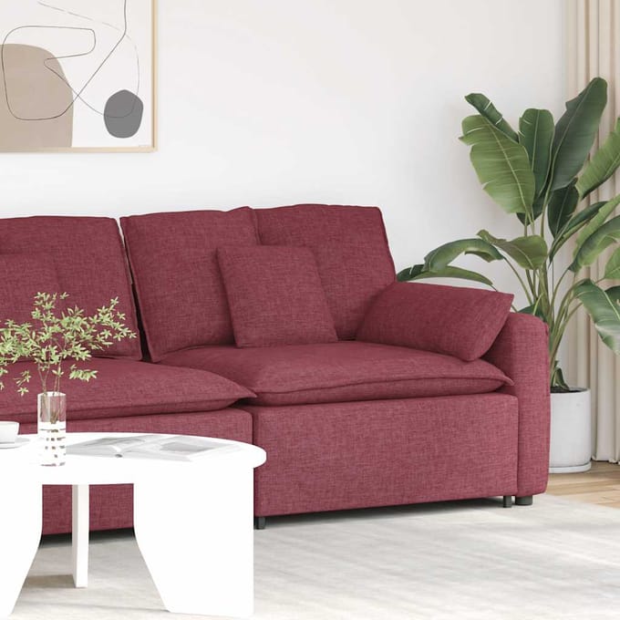 vidaXL Modulaire bank Armleuning eindmodule met kussens 100cm wijnrood