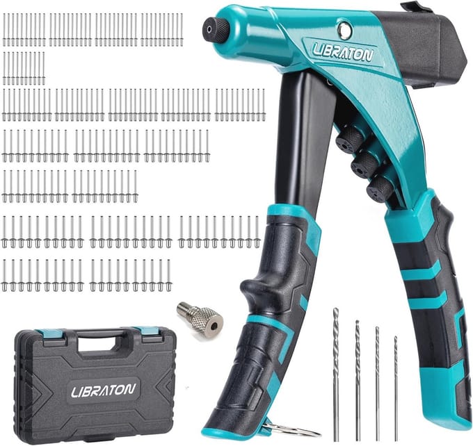 Professioneel Heavy Duty Klinknagelpistool met Verwisselbare Koppen en Klinknagels