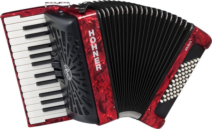 Hohner Bravo II 48 red silent key - Accordeon