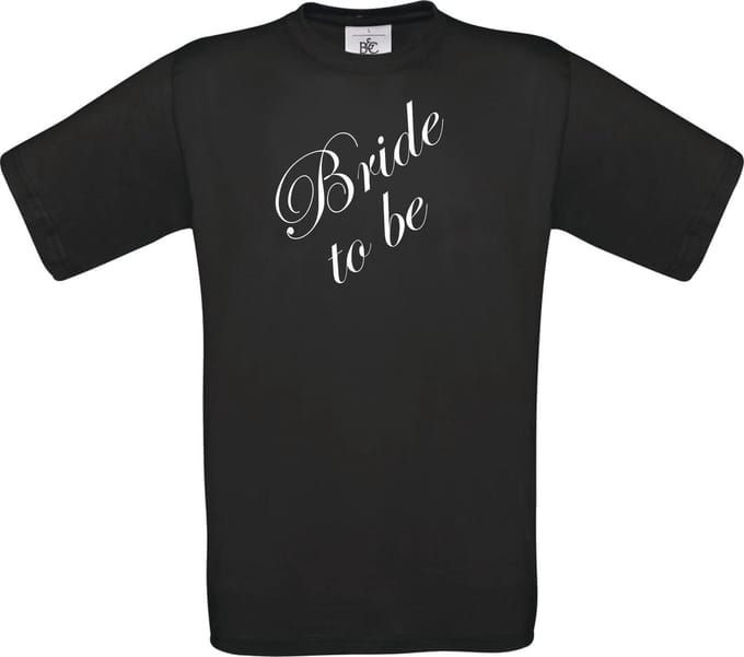 B&C Bride to be T-shirt - Zwart unisex model van 100% katoen