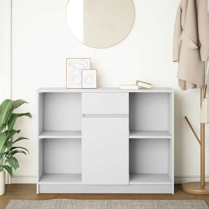 vidaXL - Dressoir - met - lade - 101x35x76 - cm - spaanplaat - wit