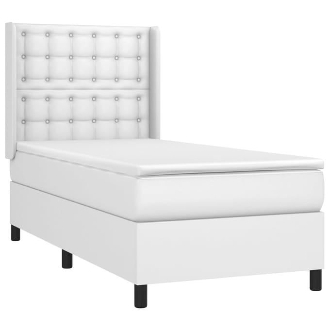 vidaXL - Boxspring - met - matras - kunstleer - wit - 80x200 - cm