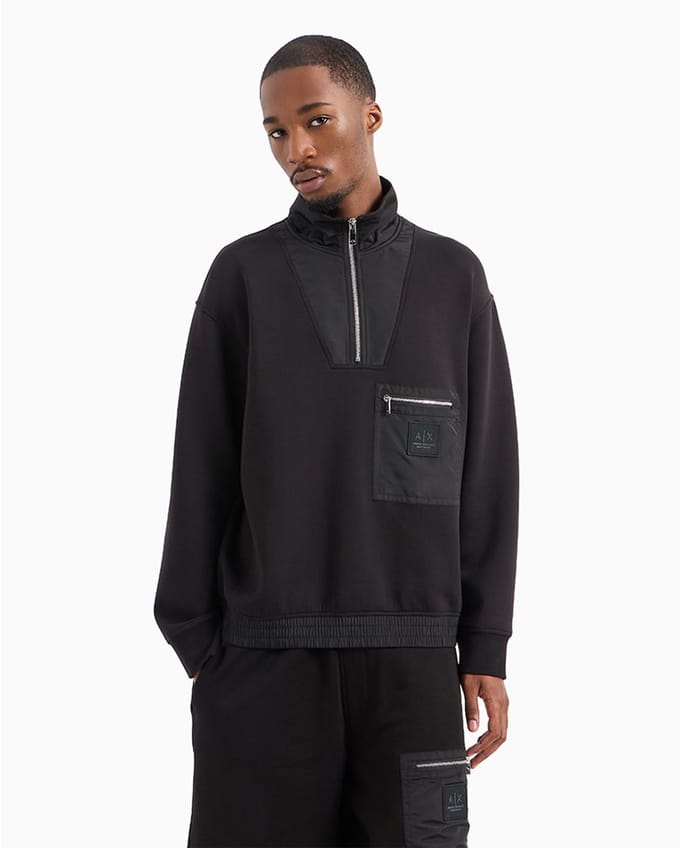 Armani Exchange Xm000083_af10818 Sweatshirt Met Halve Rits Zwart M Man