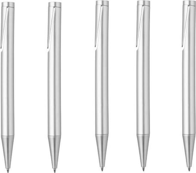 5 stuks balpennen Marksman Carve Twist zilver