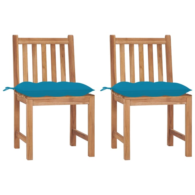 vidaXL - Tuinstoelen - 2 - st - met - kussens - massief - teakhout
