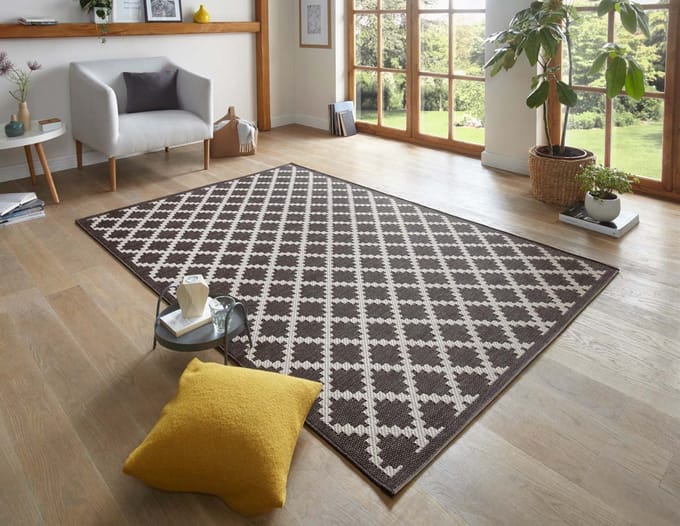Scandinavisch vloerkleed Dawn - zwart/crème 77x150