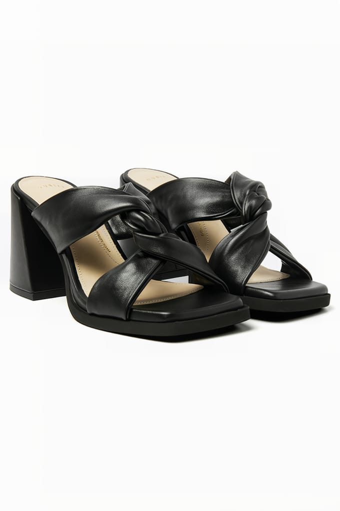 Nubikk Lana Twist Black Leather Maat: 36 | Muiltjes Outlet | Dames | Zwart