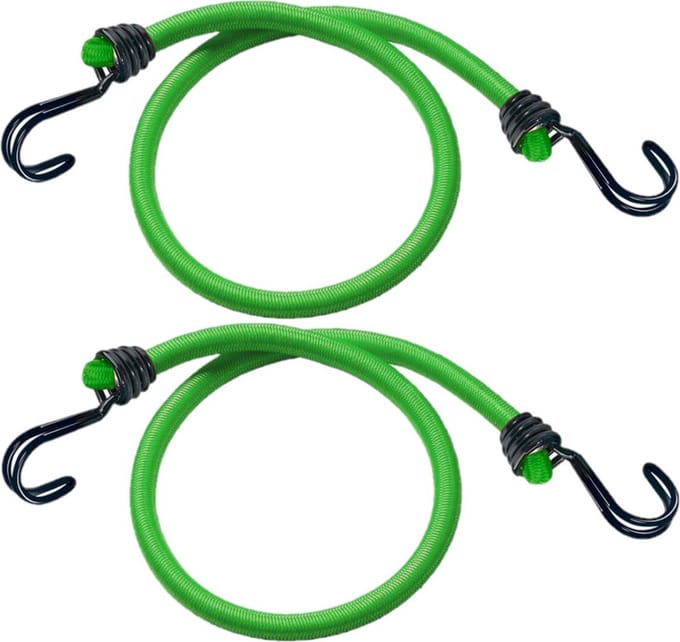 Set van 2x stuks bagagespin/snelbinders 80 cm groen - Snelbinders - Spanelastieken met haken