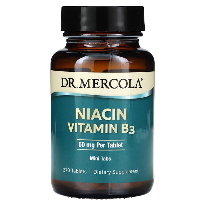 Dr. Mercola, niacine, vitamine B3, 50 mg, 270 comprimés