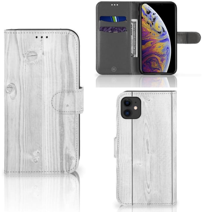 Apple iPhone 11 Book Style Case White Wood