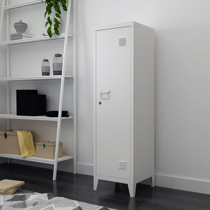 Lockerkast Kurikka metaal 137x38x38 cm wit [en.casa]