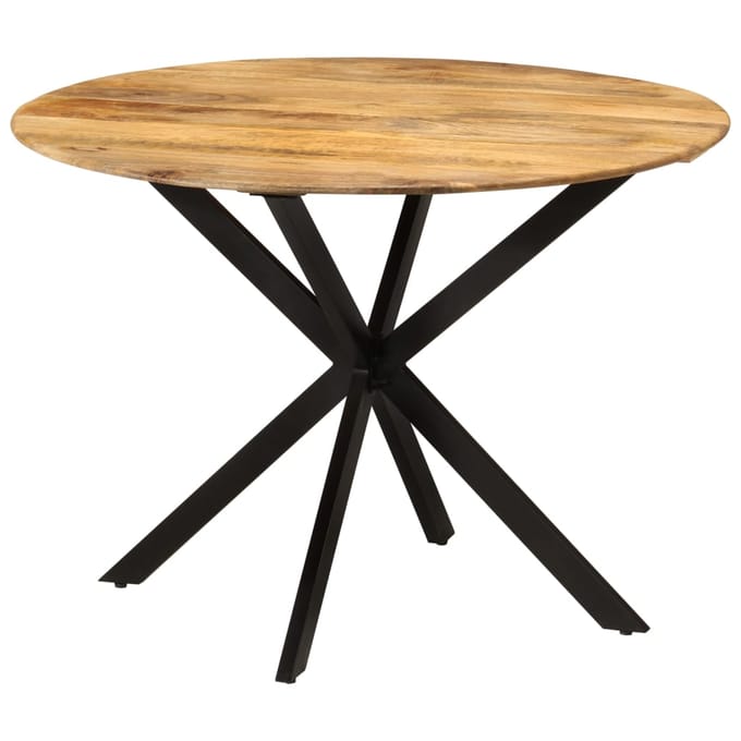 vidaXL - Eettafel - Ø110x78 - cm - massief - mangohout - en - staal