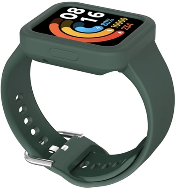 By Qubix - Siliconen band met case - Dennengroen - Geschikt voor Xiaomi Redmi Watch 2 (Lite)