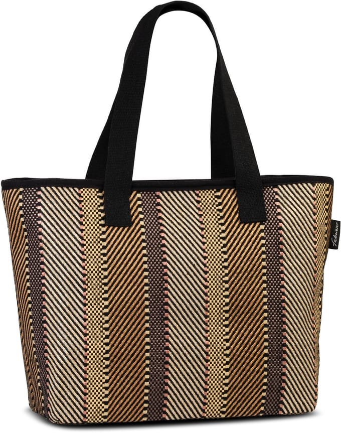 Fabrizio Strandtas Gestreept Bruin-Beige
