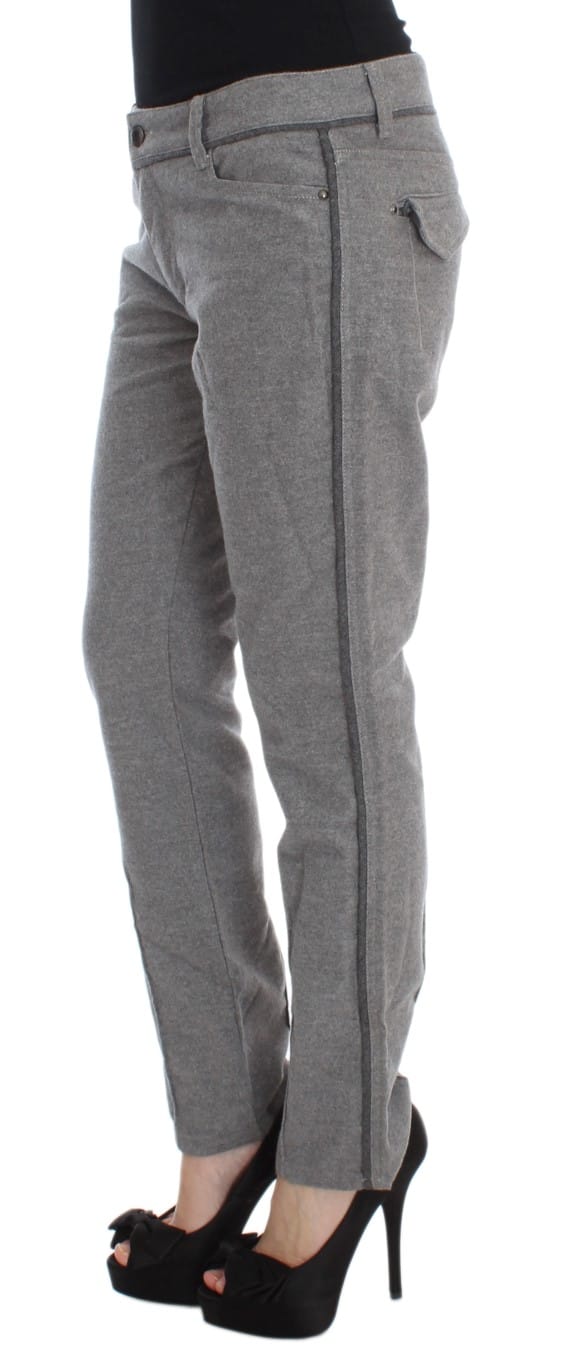 Grijze Rechte Broek met Zijstripe Detail