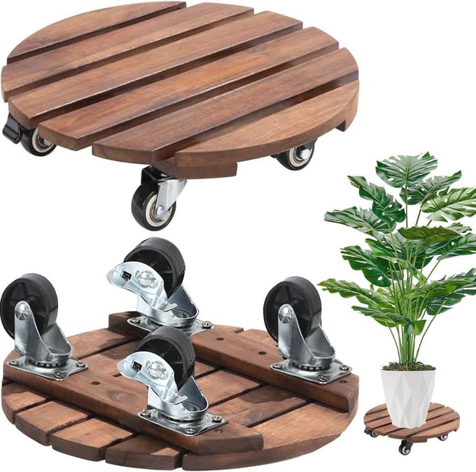 Plantenroller 30 cm - Set van 2 met 360° vergrendelbare wielen voor bloempotten