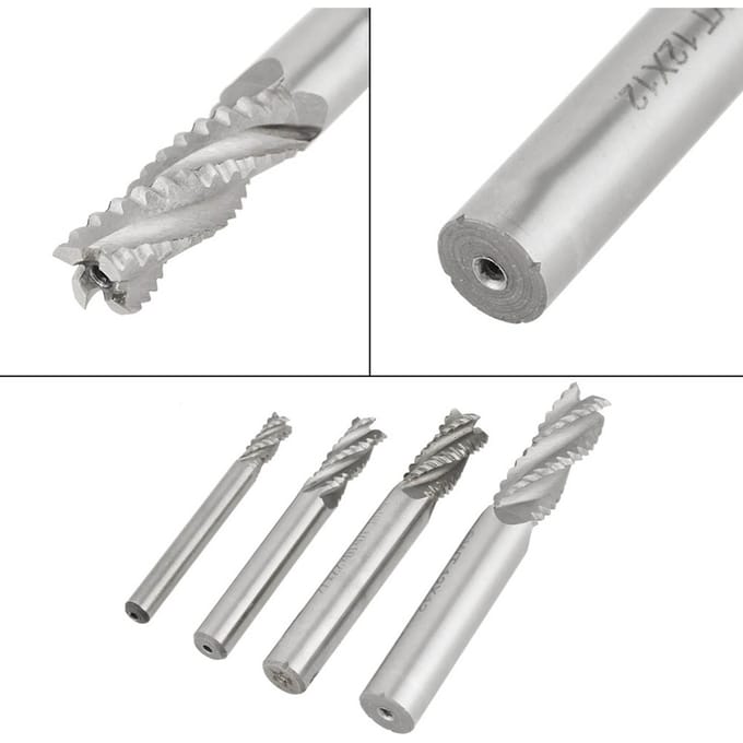 4 stuks 4 snijvlakken HSS Ruwfrees CNC Routerbit Frees M6  M8  M10  M12 wit