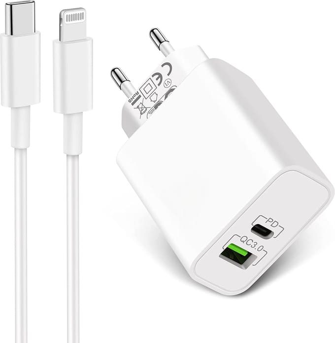 Dubbele usb C oplader geschikt voor iPhone - 35w usb en usb C adapter - Oplader met 2 poorten - 3 meter