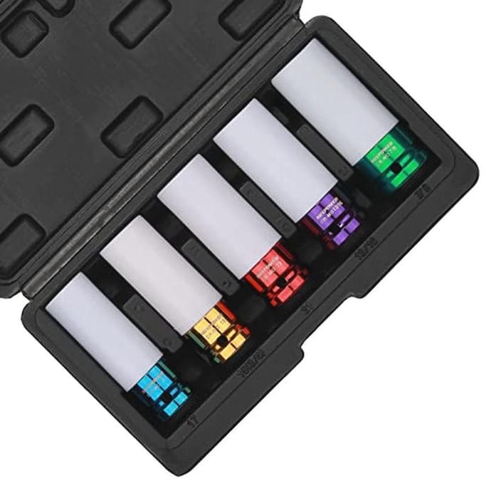 Impact Doppenset 1/2 inch Met Kleurgecodeerde Diepe Muur, 5 Stuks