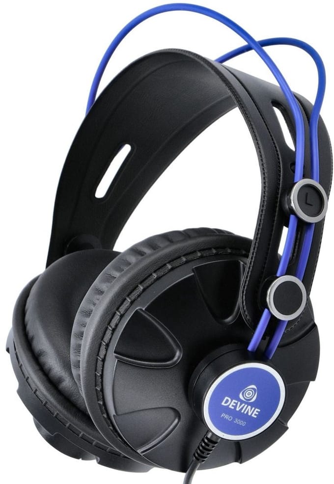 Studio hoofdtelefoon - incl. 6.35 mm adapter - Devine PRO 3000 Zwart