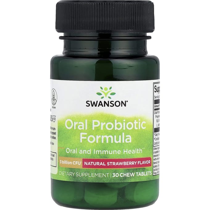Orale Probiotica Formule, Natuurlijke Aardbeiensmaak, 3 Miljard KVE, 30 Kauwtabletten