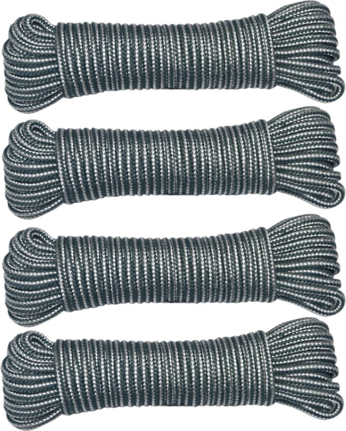 AMIG Paracord touw - 4x - 20 meter - D4mm - 100kg - PP/PE - legergroen/wit