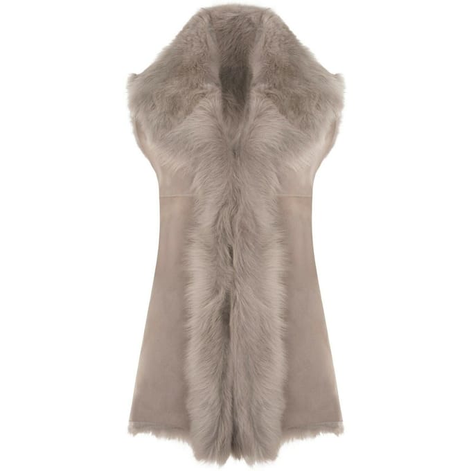 Lange damesbodywarmer van Toscana-schapenvacht-Sorocaba
