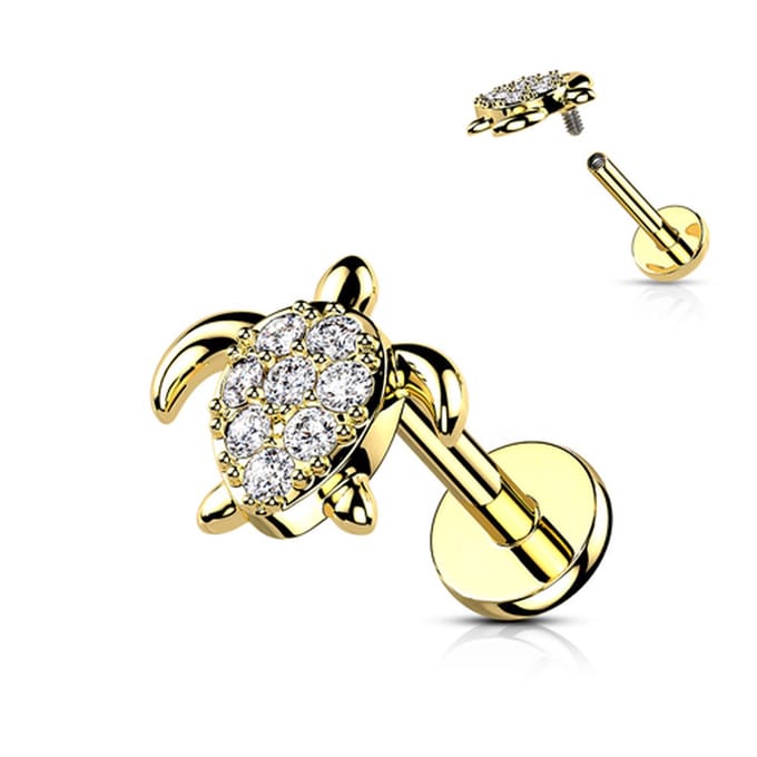 piercing turtle 1.2x6 mm - goud - LMPiercings