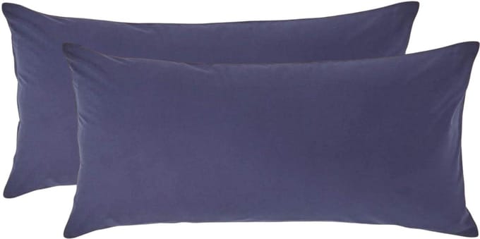 Homescapes Kussensloop 40x80 cm Set van 2 – Marineblauw – 100% Egyptisch Perkal Katoen – 200 TC
