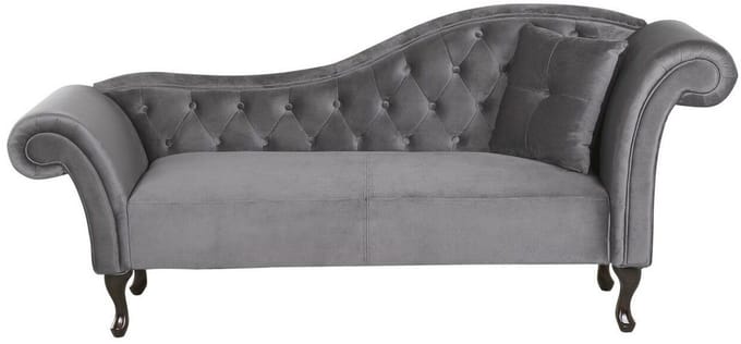 BELIANI LATTES - Chaise longue - Grijs - Rechterzijde - Fluweel