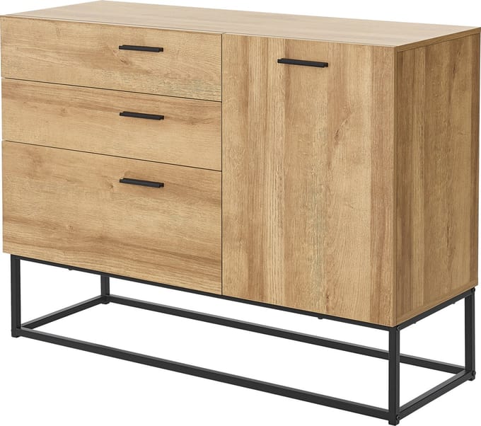 Sideboard Lavangen commode 75x100x35 cm eikenkleurig en zwart [en.casa]