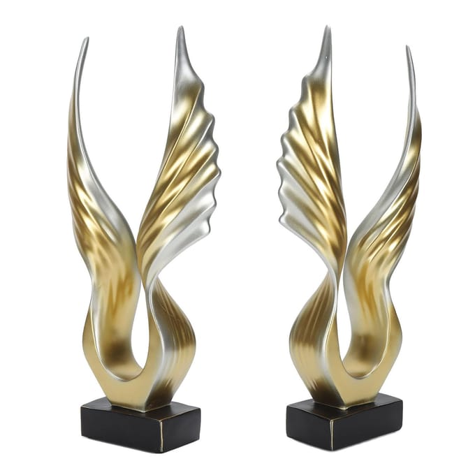 Abstracte Vleugel Sculptuur Modern Innovatief Licht Luxe Hars Abstract Vleugel Beeld voor Huis Wonen beige