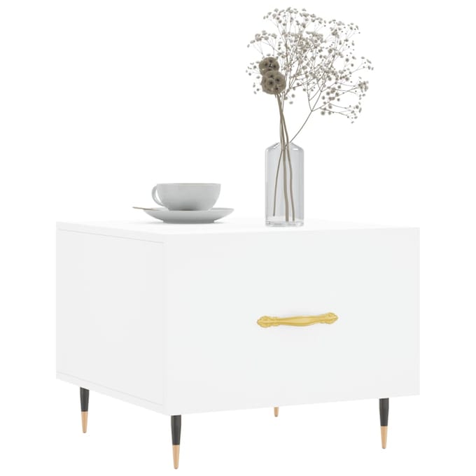 vidaXL - Salontafel - 50x50x40 - cm - bewerkt - hout - wit