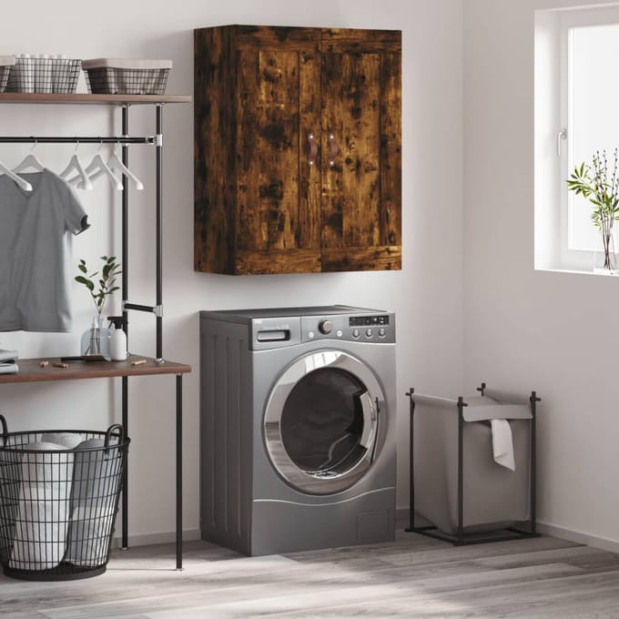 vidaXL - Wandkast - 69,5x34x90 - cm - bewerkt - hout - gerookt - eikenkleurig