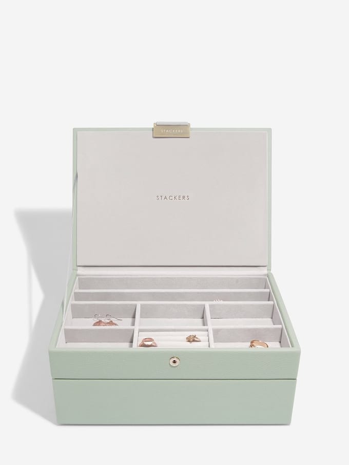 STACKERS SAGE GREEN - Sieradendoos - Juwelendoos - Sieradenhouder - Sieraden Organizer - 2-set