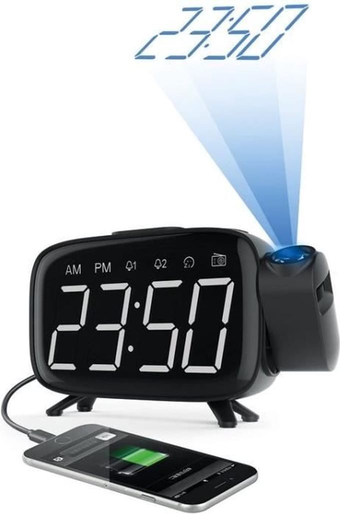 wekkerradio met zwarte projector - cgv - 13024