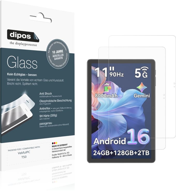 dipos – 2x Matte Pantserfolie geschikt voor VekfulPC T50 | 9H Screenprotector