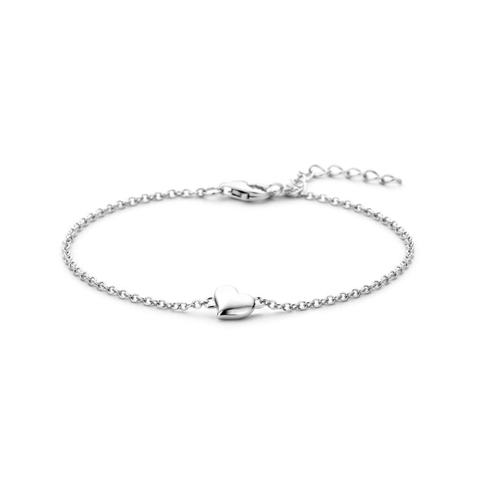 Zilver Gerhodineerd Armband Hart 16 + 3 Cm 1338513