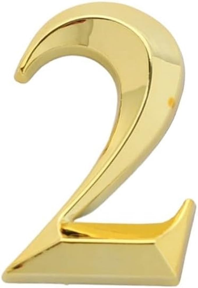 Huisnummer Sticker - Deurbord Nummer - Adres Aangeven - 3D Gebogen Ontwerp - 50 mm - Goud