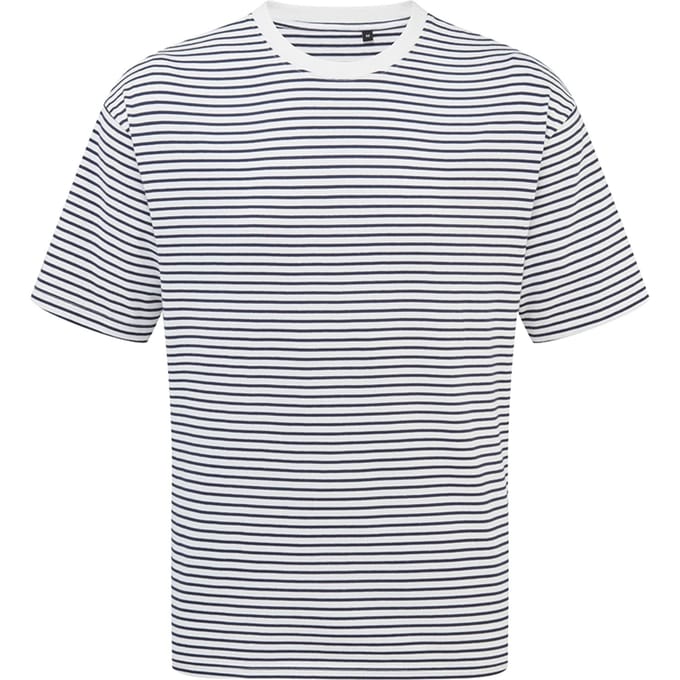 Premier Unisex Volwassen Utility 2.0 Contrast Gestreepte Oversized T-Shirt (Marineblauw/Wit)