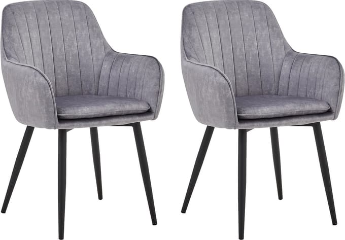 Colenis® - Lavinia Eetkamerstoel - Set Van 2 - Grijs - Adoré Velvet - Industrieel