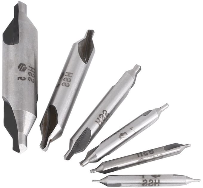 Set van 6 HSS Centerboor Bits met 60 graden, geschikt voor RVS, metaal, koper, aluminium en hout